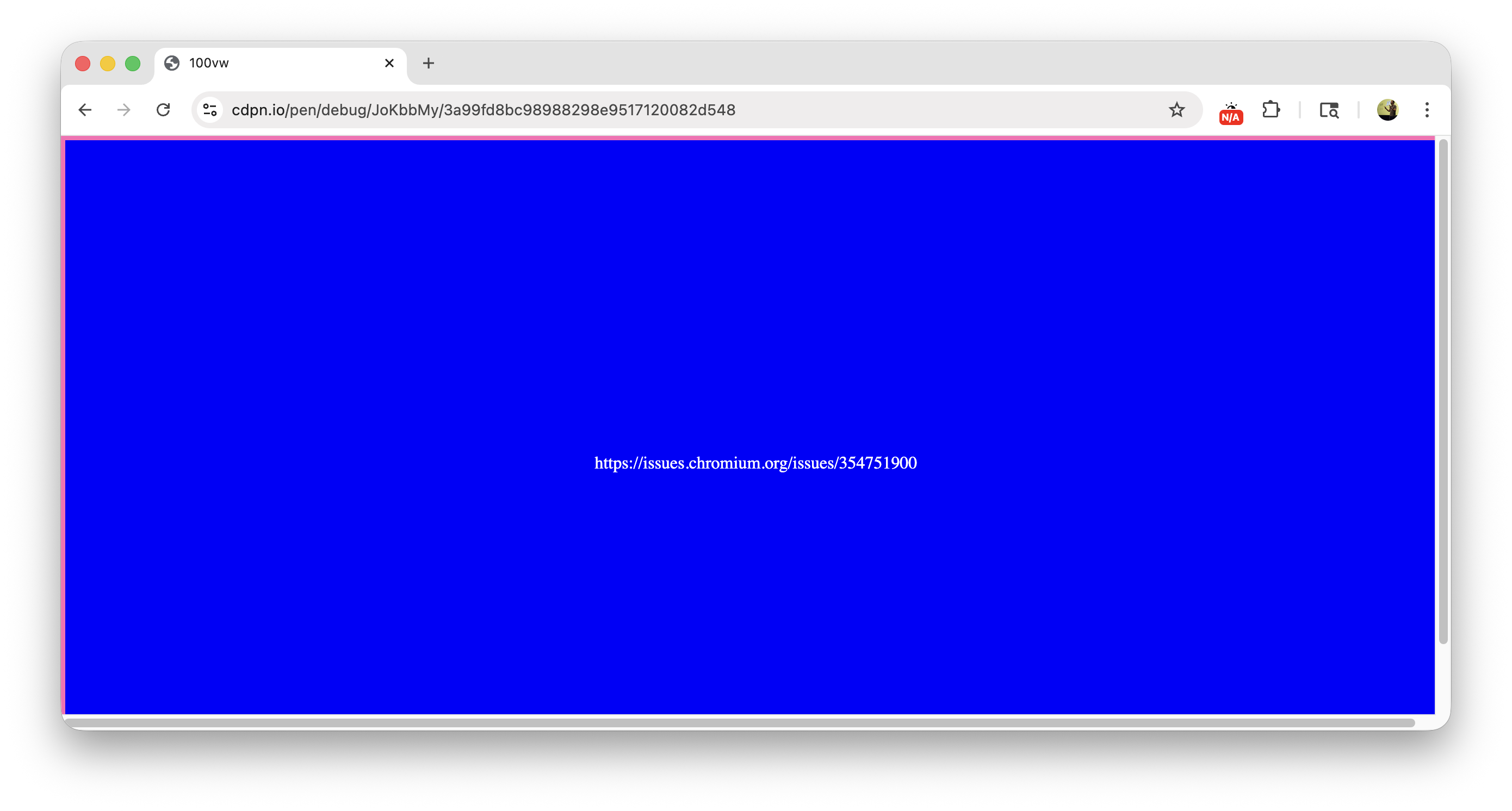 Screenshot del browser desktop con scrollbar orizzontale indesiderata