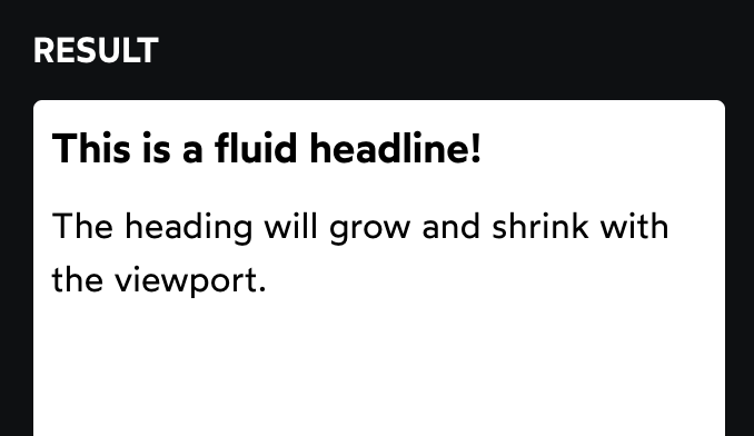 Screenshot showing fluid heading too small on a narrow viewport