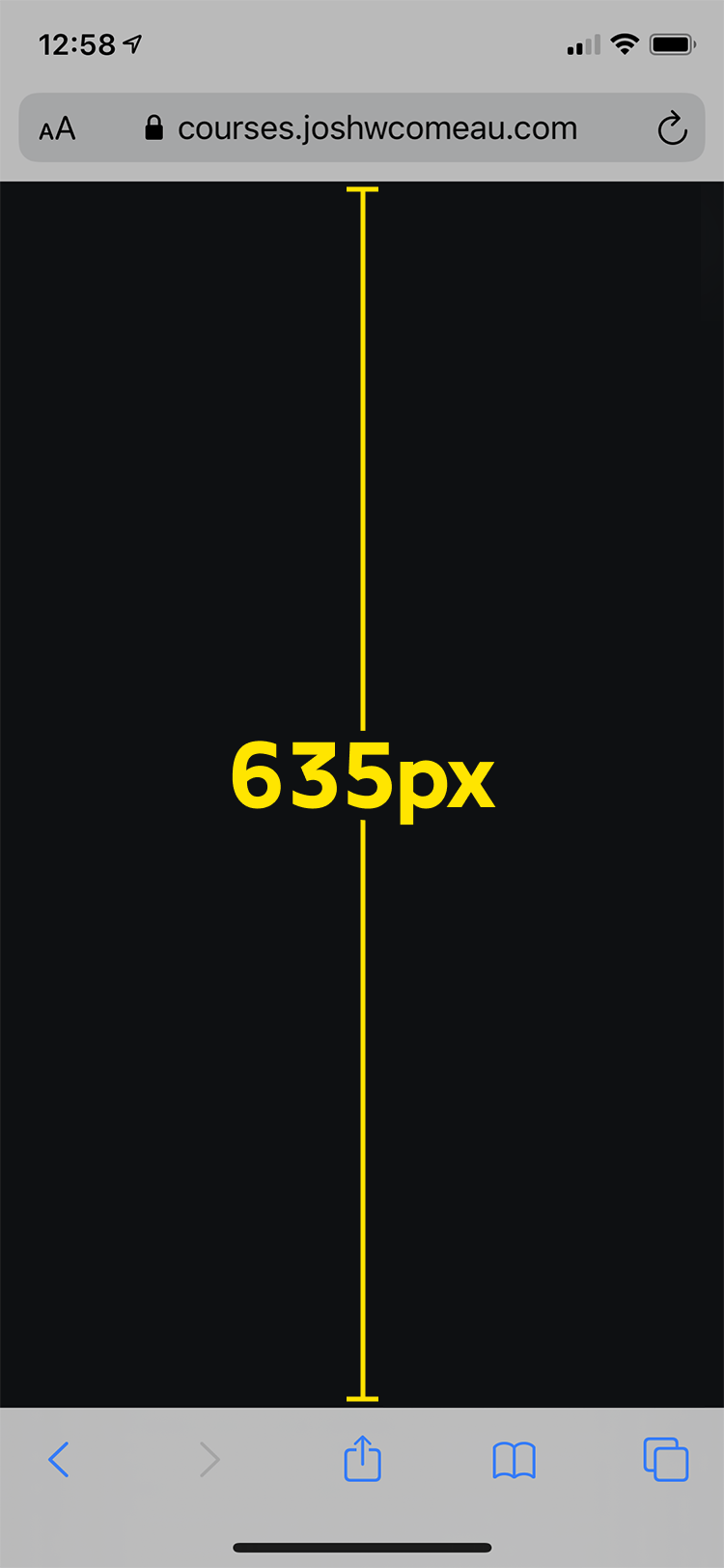 Screenshot del browser mobile con UI espansa