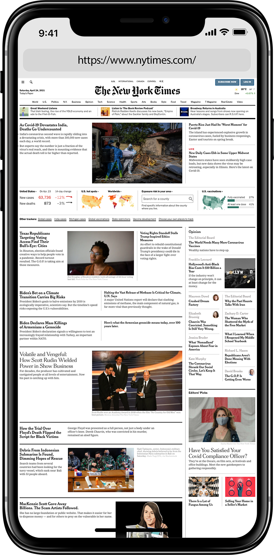 The New York Times website on an iPhone, but impossibly small / hard to read